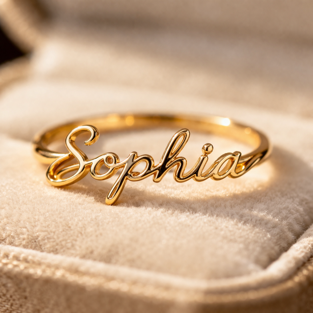 "In Her Handwriting" Custom Name Ring