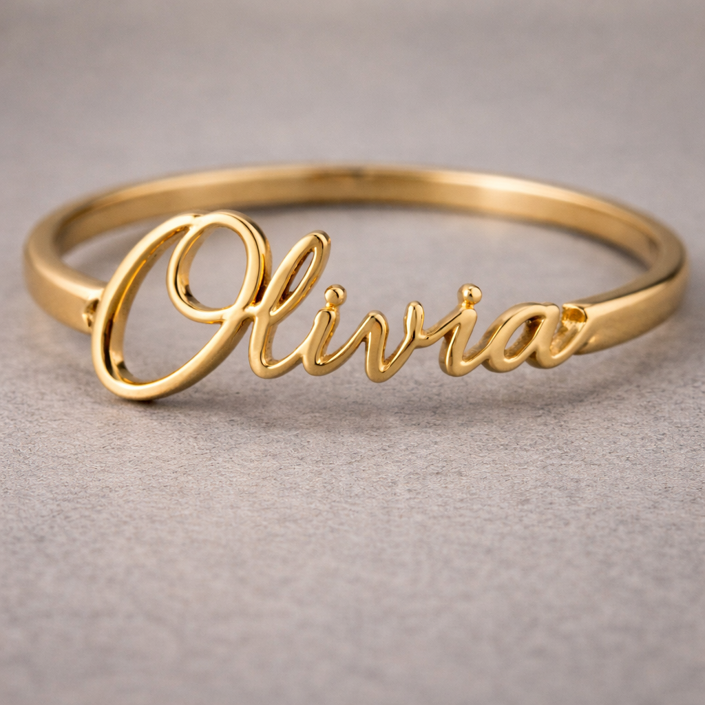 "In Her Handwriting" Custom Name Ring
