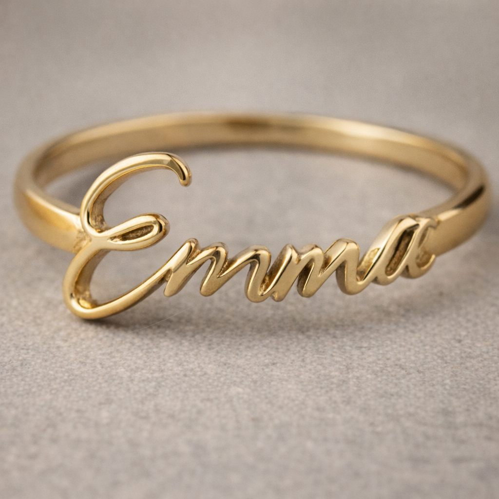 "In Her Handwriting" Custom Name Ring